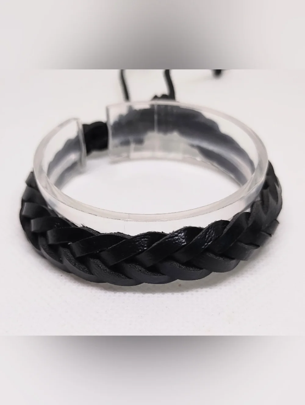Men's Bracelet Leather Braided Black New Jewelry G9‎